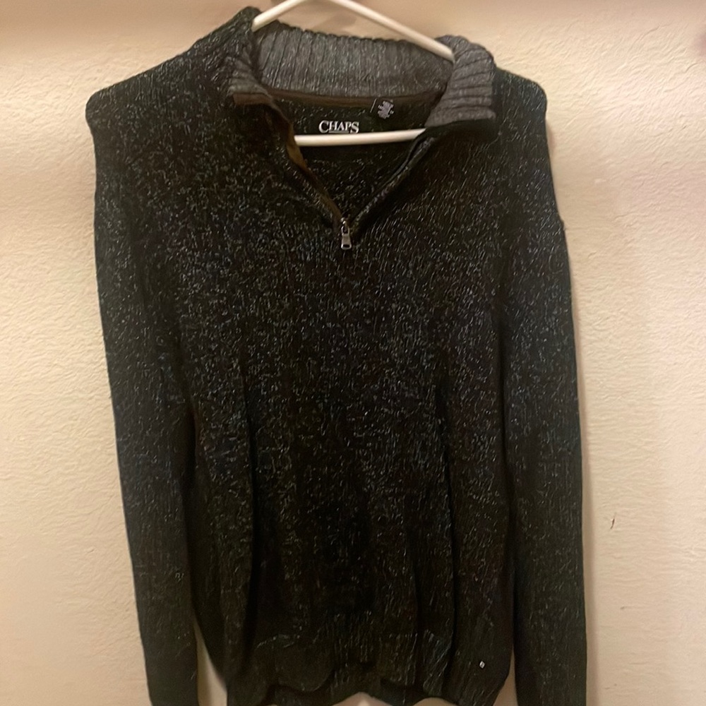 Chaps Charcoal Black Half Zip up Sweater Size Large